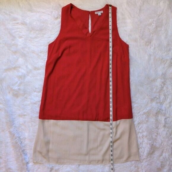 Ophelia Roe Women's Large Red Ivory Colorblock Sleeveless Shift Dress - Picture 9 of 11